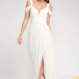 Lulu's Ocean of Elegance Ivory Wedding Maxi Dress Size M